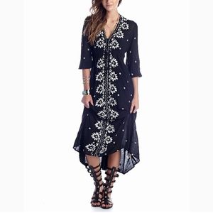 Free People Embroidered Fable Dress in black